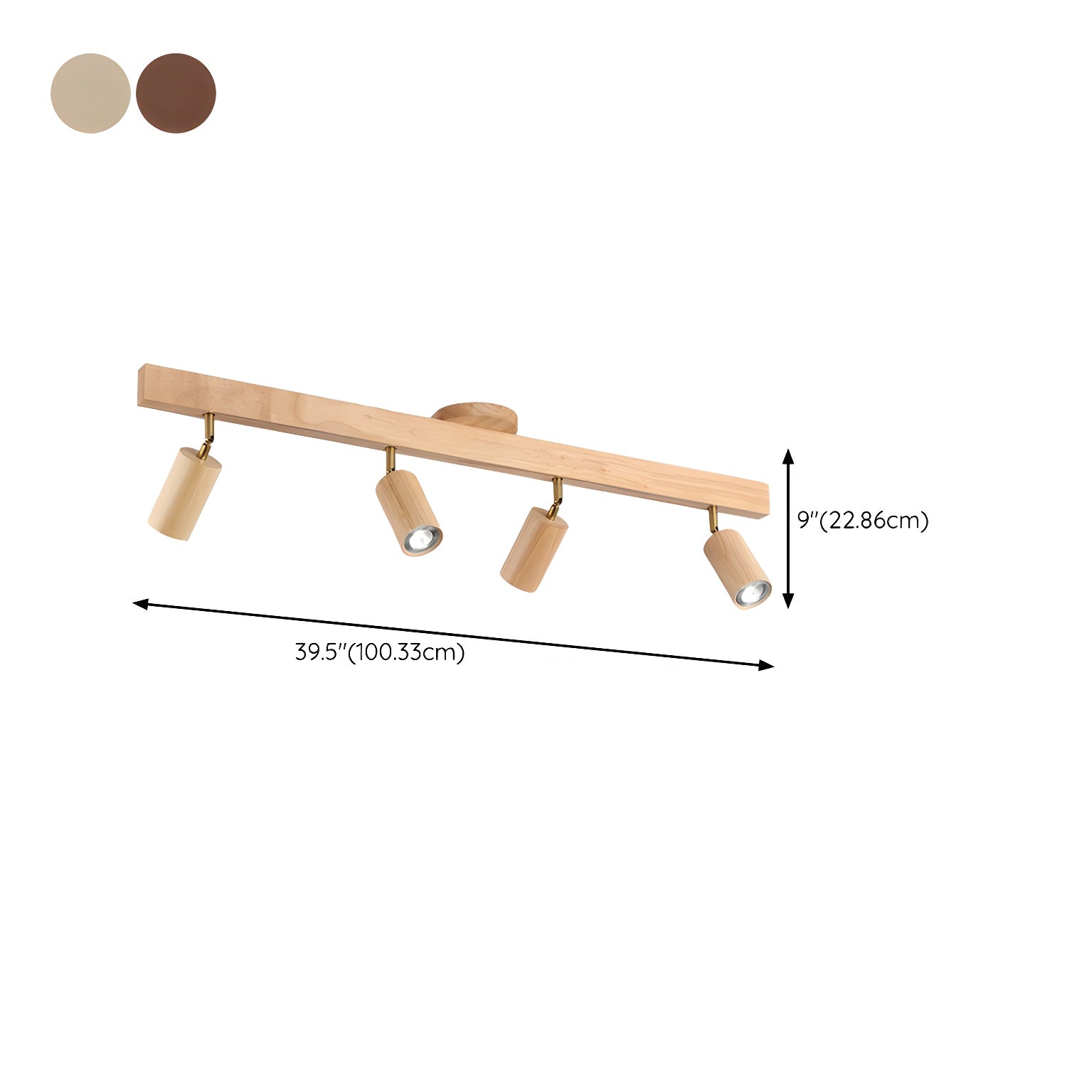 Schienenstrahler mit natürlichen Holzbalken