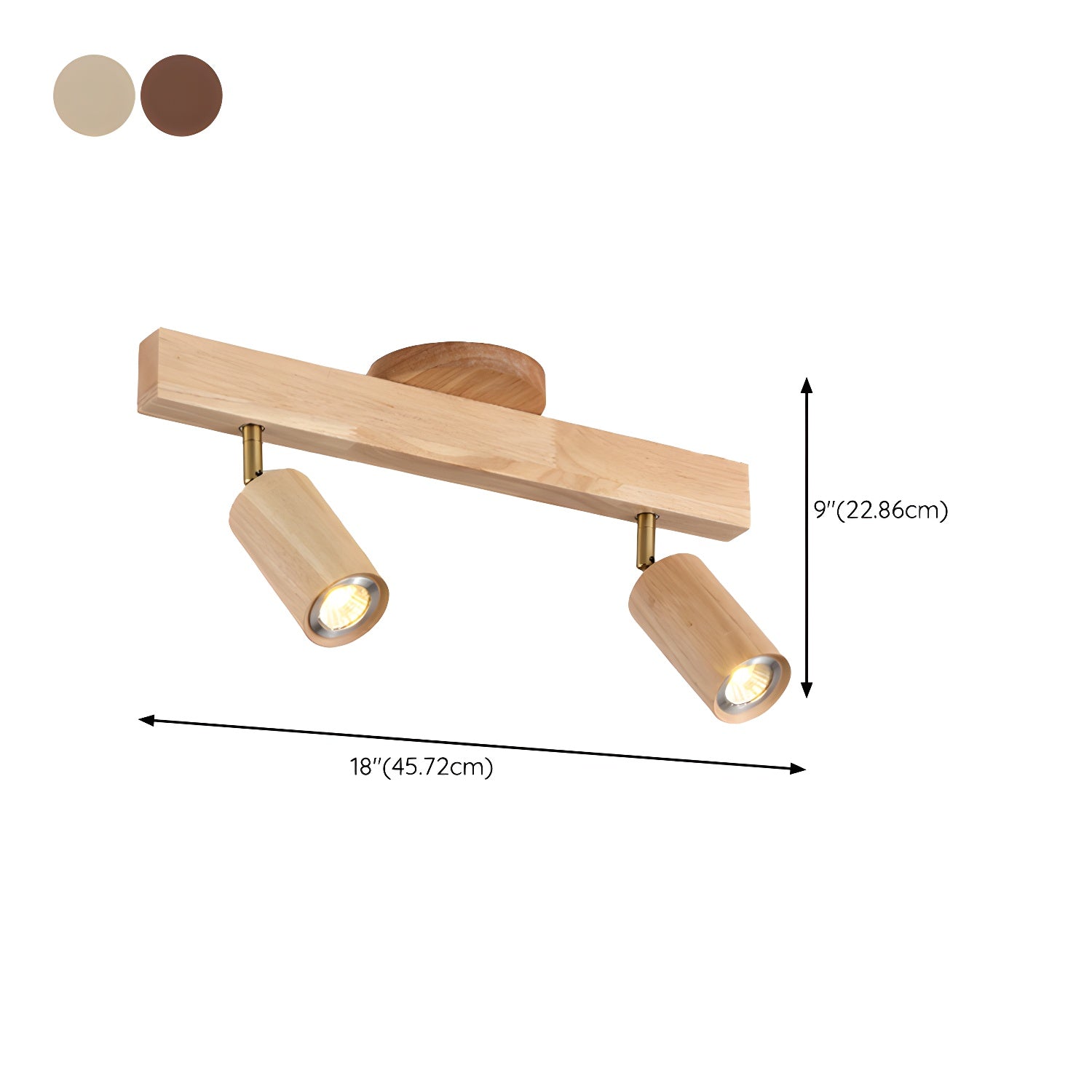 Schienenstrahler mit natürlichen Holzbalken
