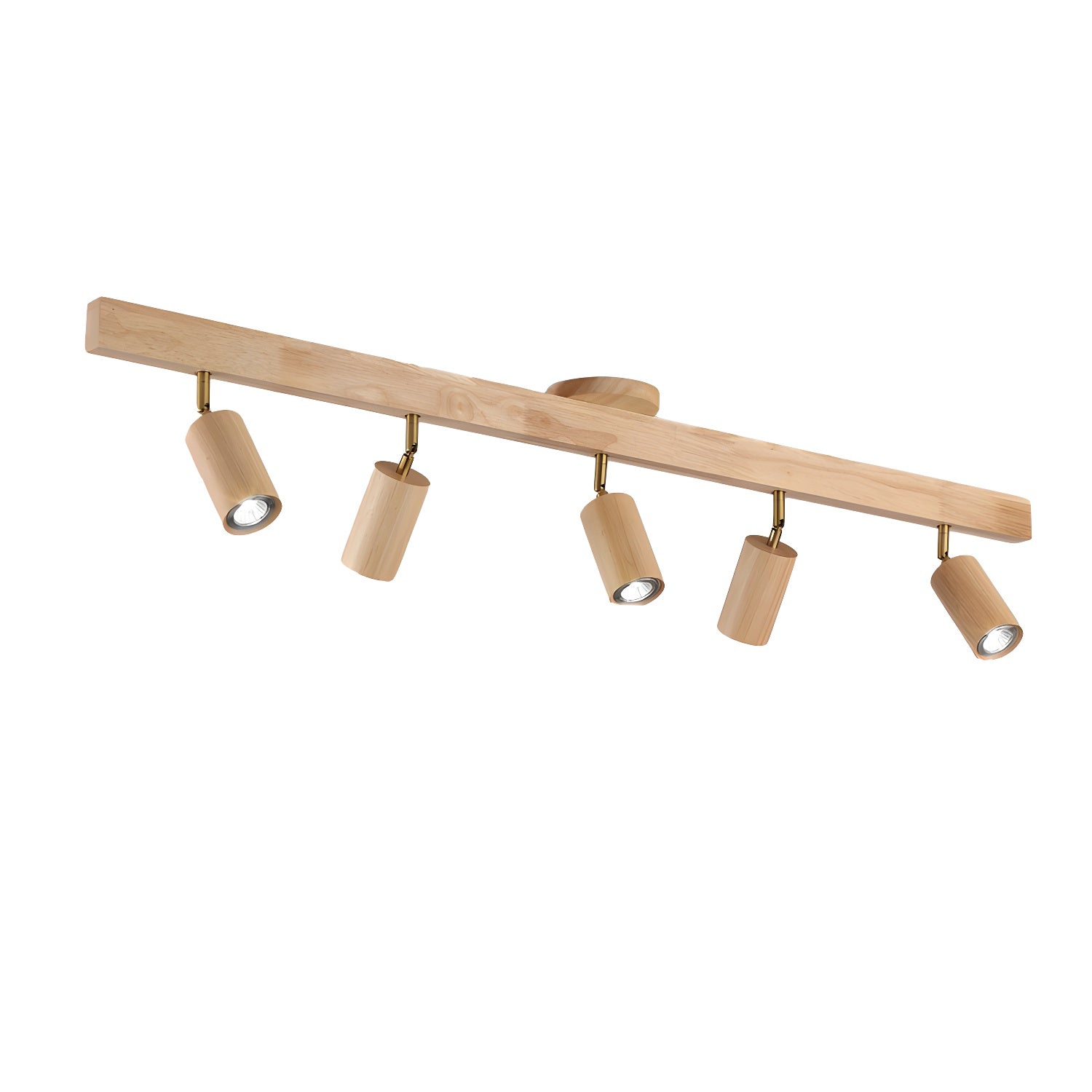 Schienenstrahler mit natürlichen Holzbalken