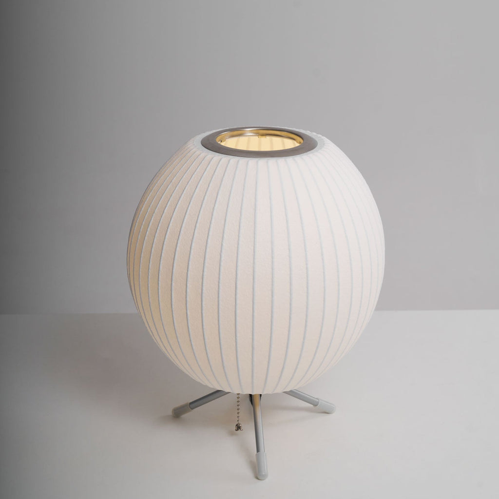 Sphere Form Table Lamp — Triangular Base, Warm Glow