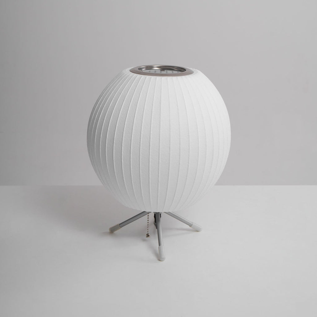 Sphere Form Table Lamp — Triangular Base, Warm Glow