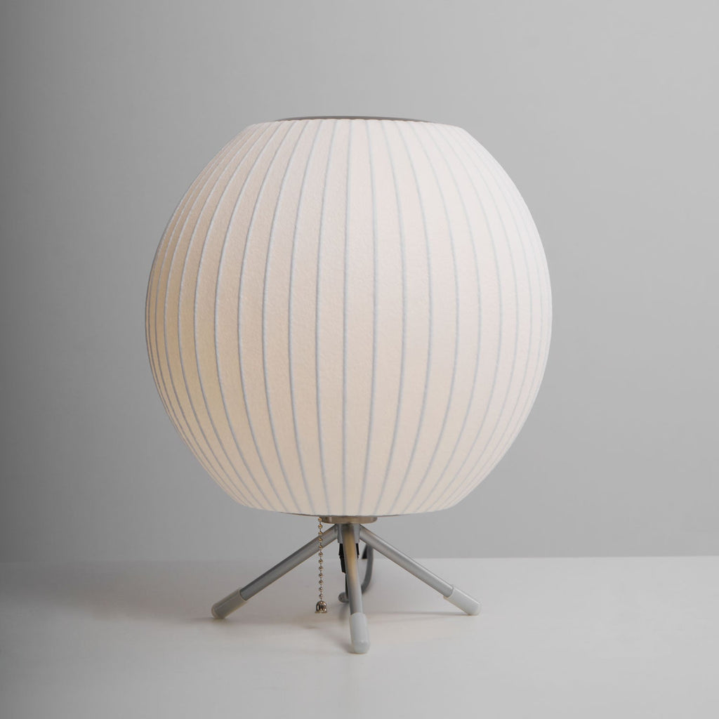 Sphere Form Table Lamp — Triangular Base, Warm Glow