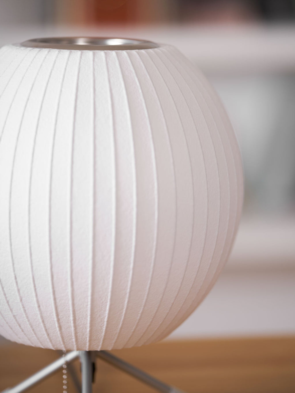 Sphere Form Table Lamp — Triangular Base, Warm Glow