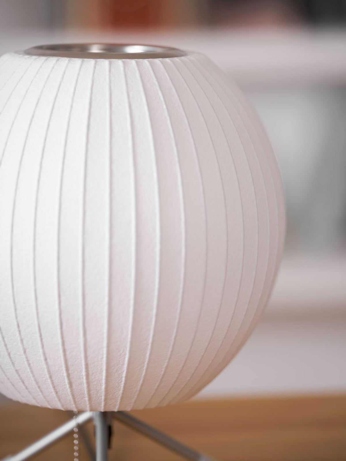 Sphere Form Table Lamp — Triangular Base, Warm Glow