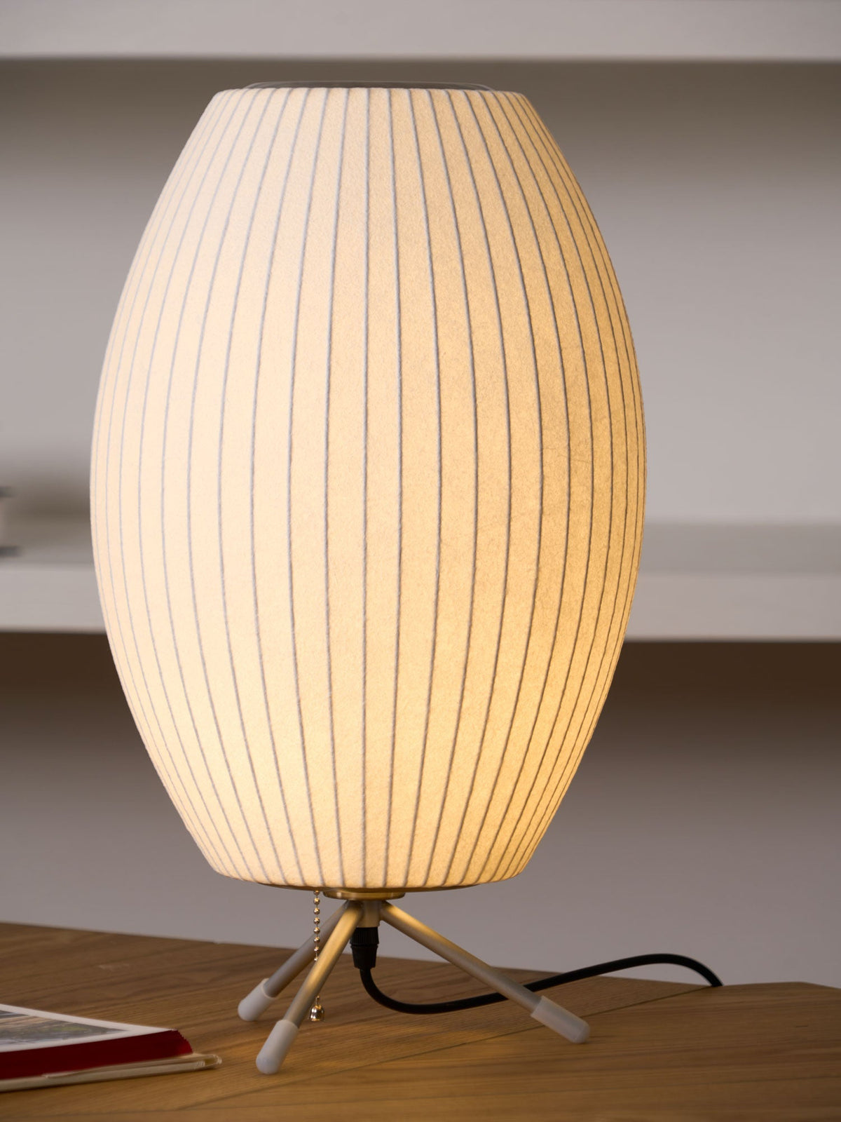 Sphere Form Table Lamp — Triangular Base, Warm Glow