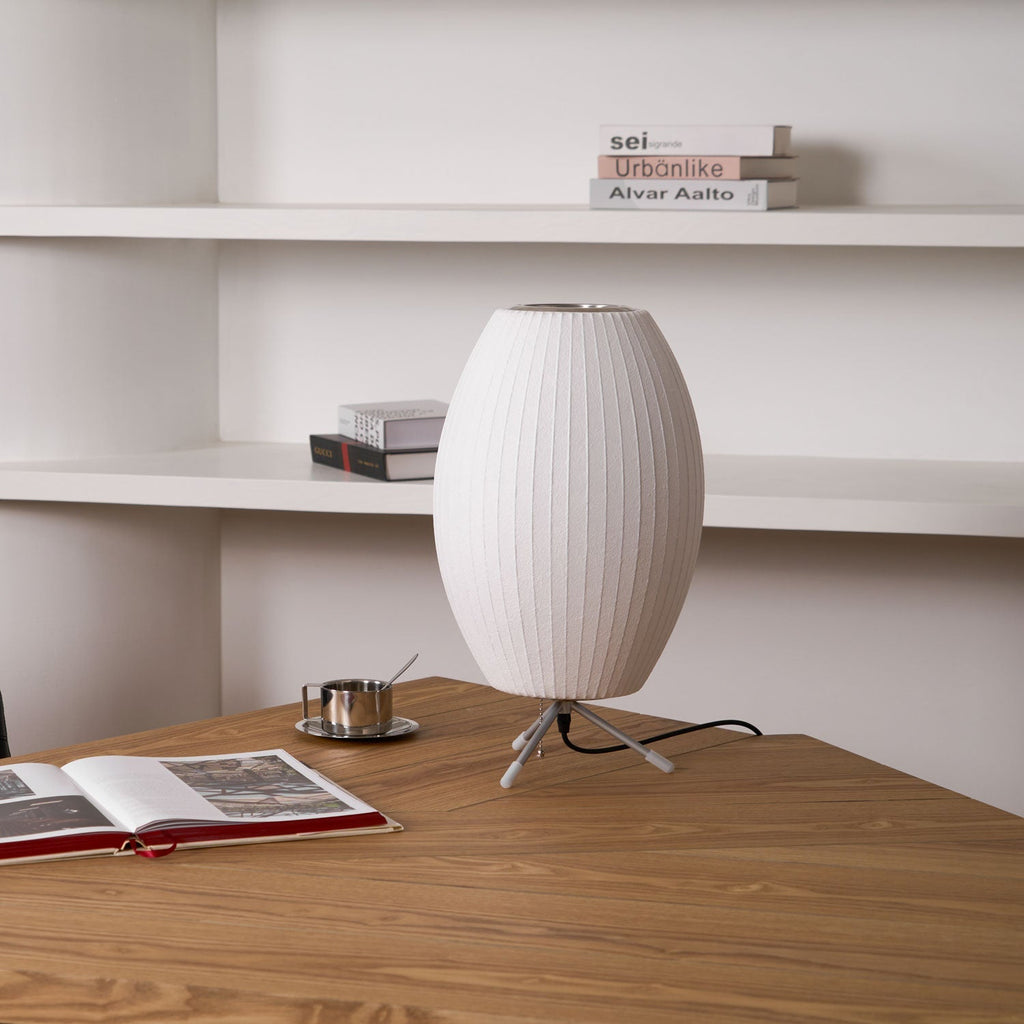 Sphere Form Table Lamp — Triangular Base, Warm Glow