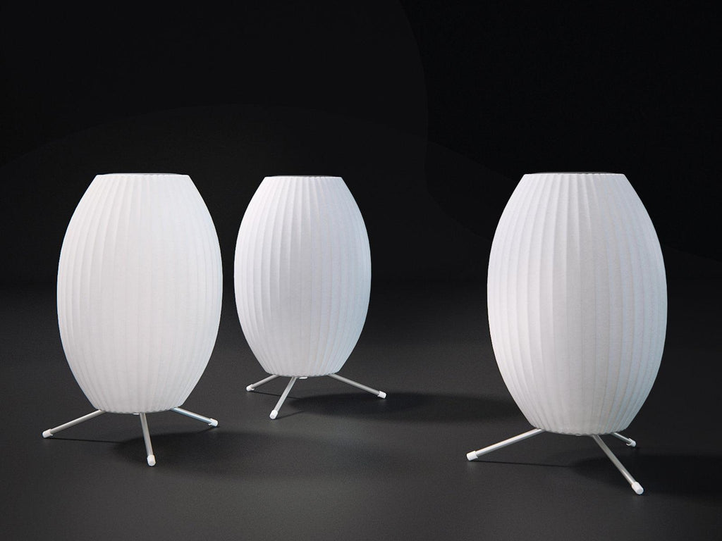 Sphere Form Table Lamp — Triangular Base, Warm Glow