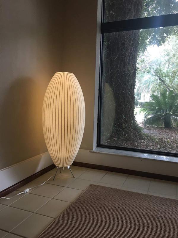 Sphere Form Table Lamp — Triangular Base, Warm Glow