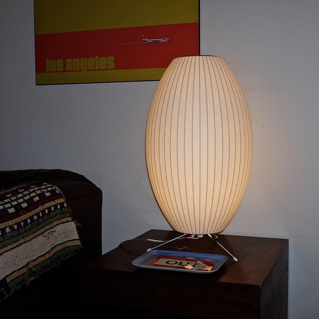 Sphere Form Table Lamp — Triangular Base, Warm Glow