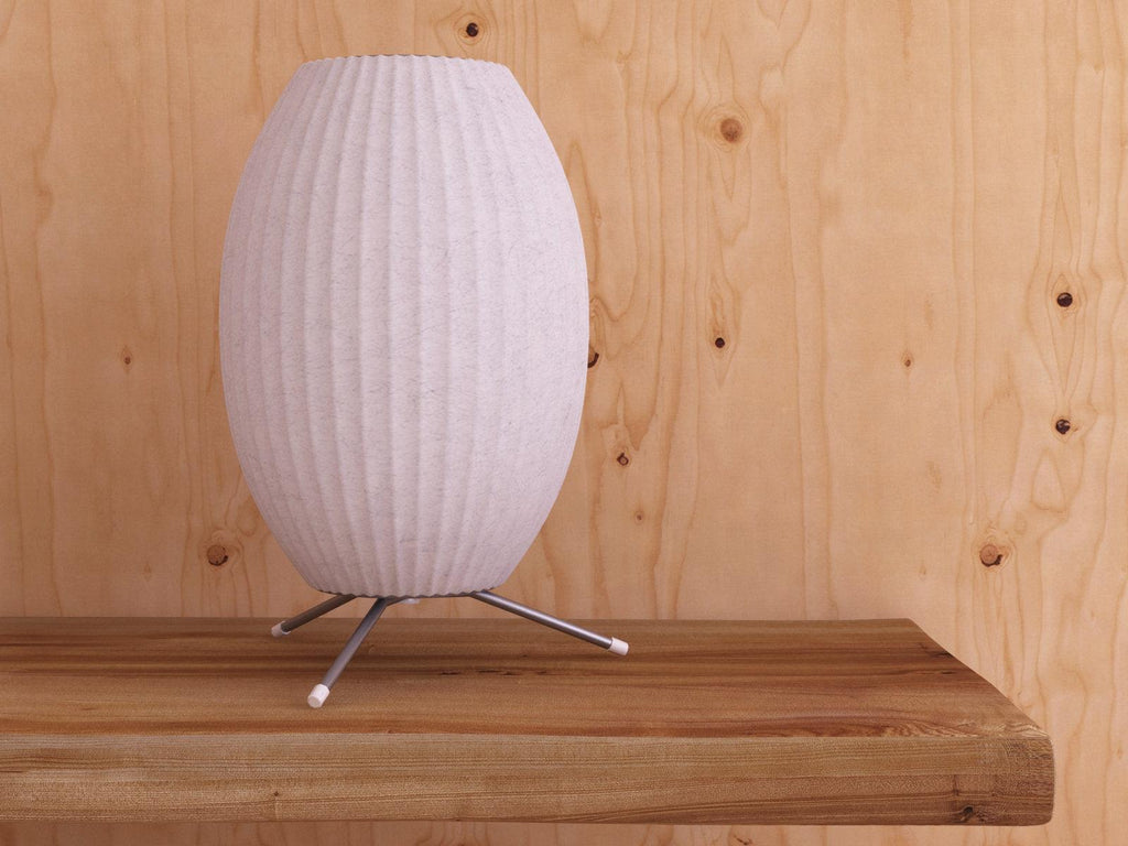Sphere Form Table Lamp — Triangular Base, Warm Glow