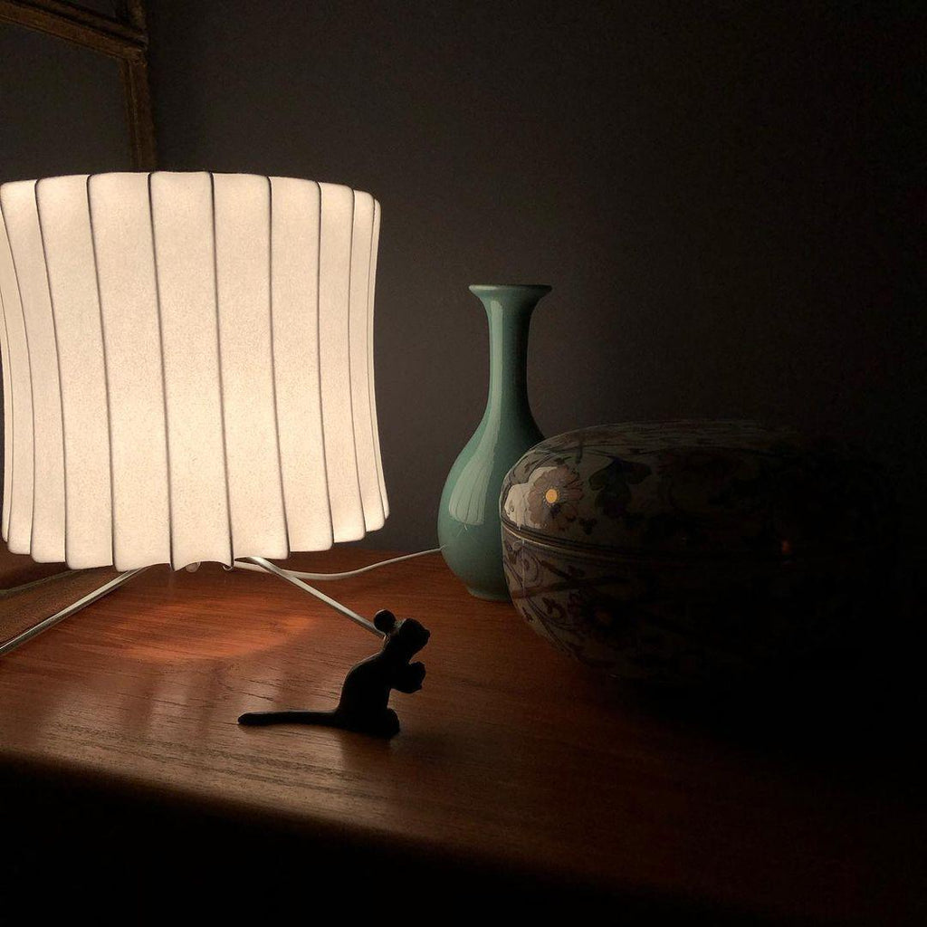 Sphere Form Table Lamp — Triangular Base, Warm Glow