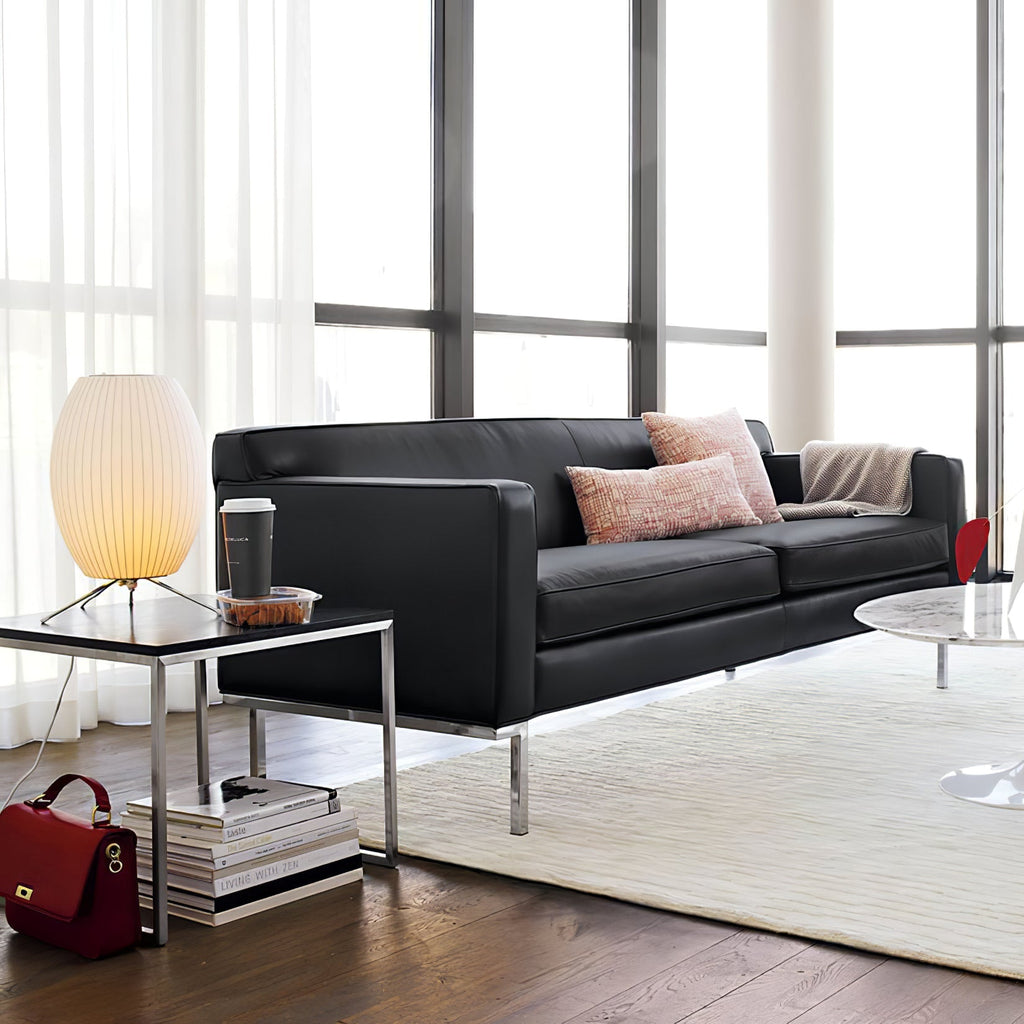 Sphere Form Table Lamp — Triangular Base, Warm Glow
