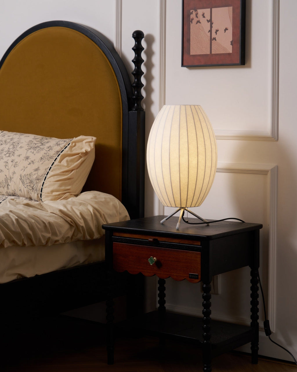 Sphere Form Table Lamp — Triangular Base, Warm Glow