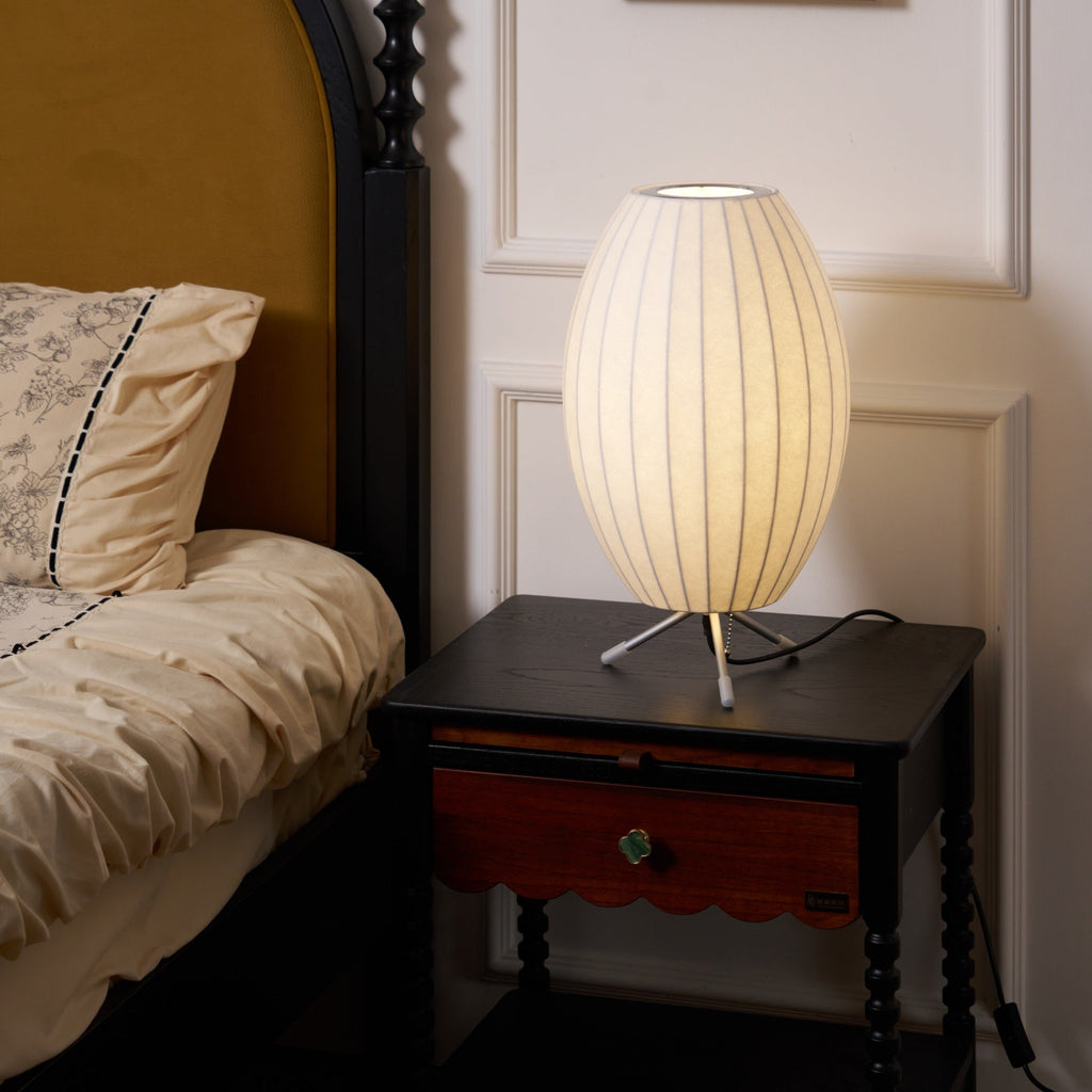 Sphere Form Table Lamp — Triangular Base, Warm Glow