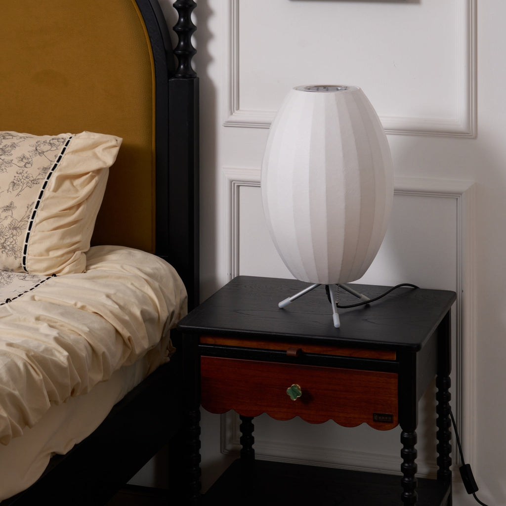 Sphere Form Table Lamp — Triangular Base, Warm Glow