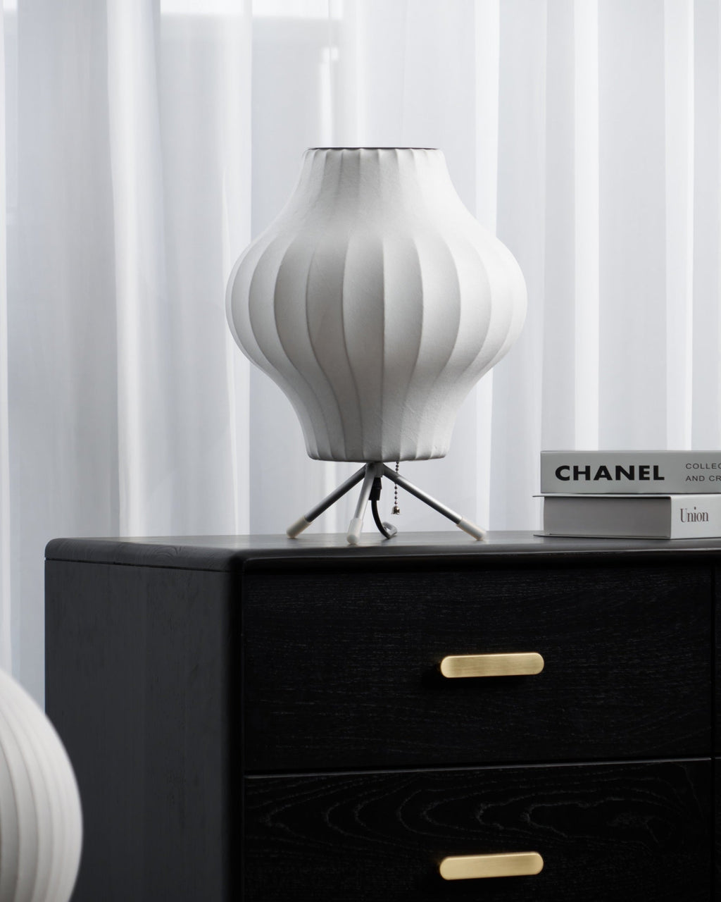 Sphere Form Table Lamp — Triangular Base, Warm Glow