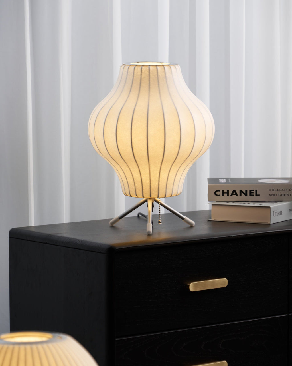 Sphere Form Table Lamp — Triangular Base, Warm Glow