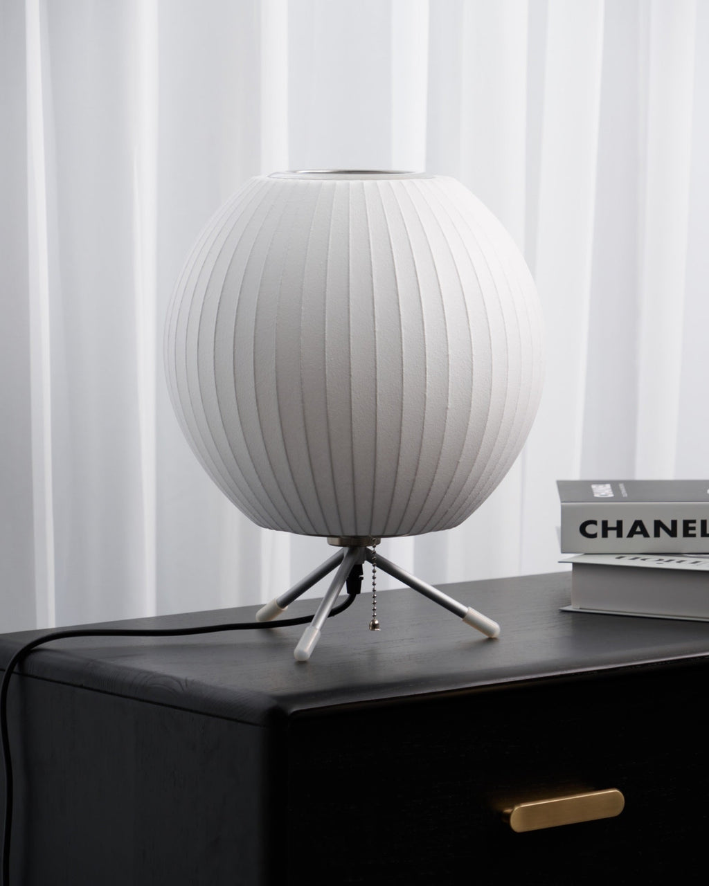 Sphere Form Table Lamp — Triangular Base, Warm Glow