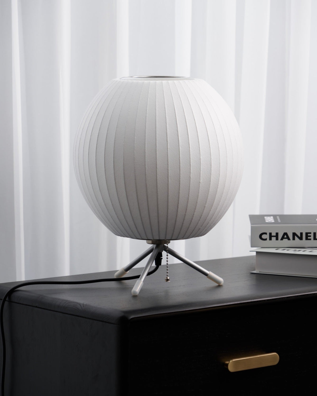 Sphere Form Table Lamp — Triangular Base, Warm Glow