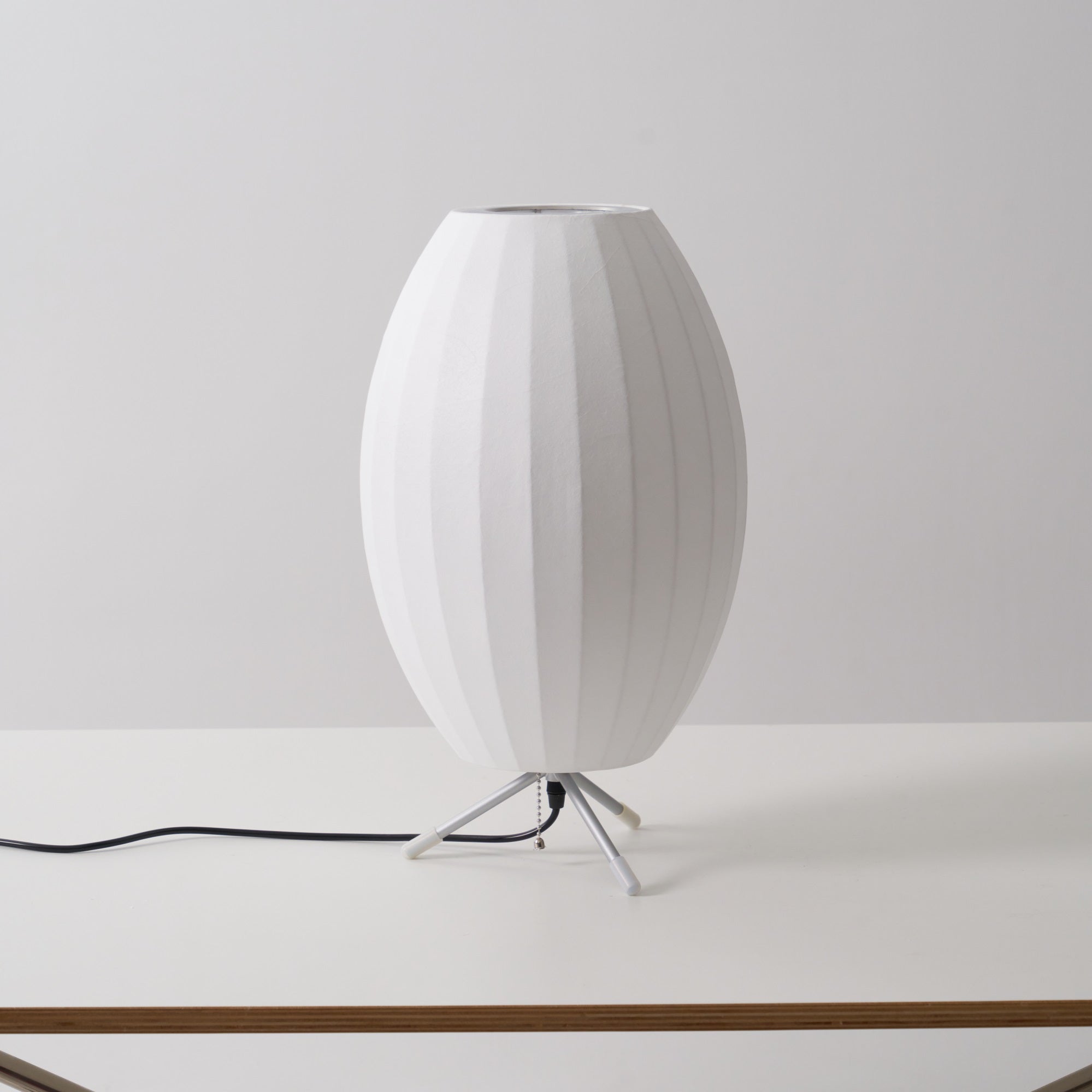 Sphere Form Table Lamp — Triangular Base, Warm Glow
