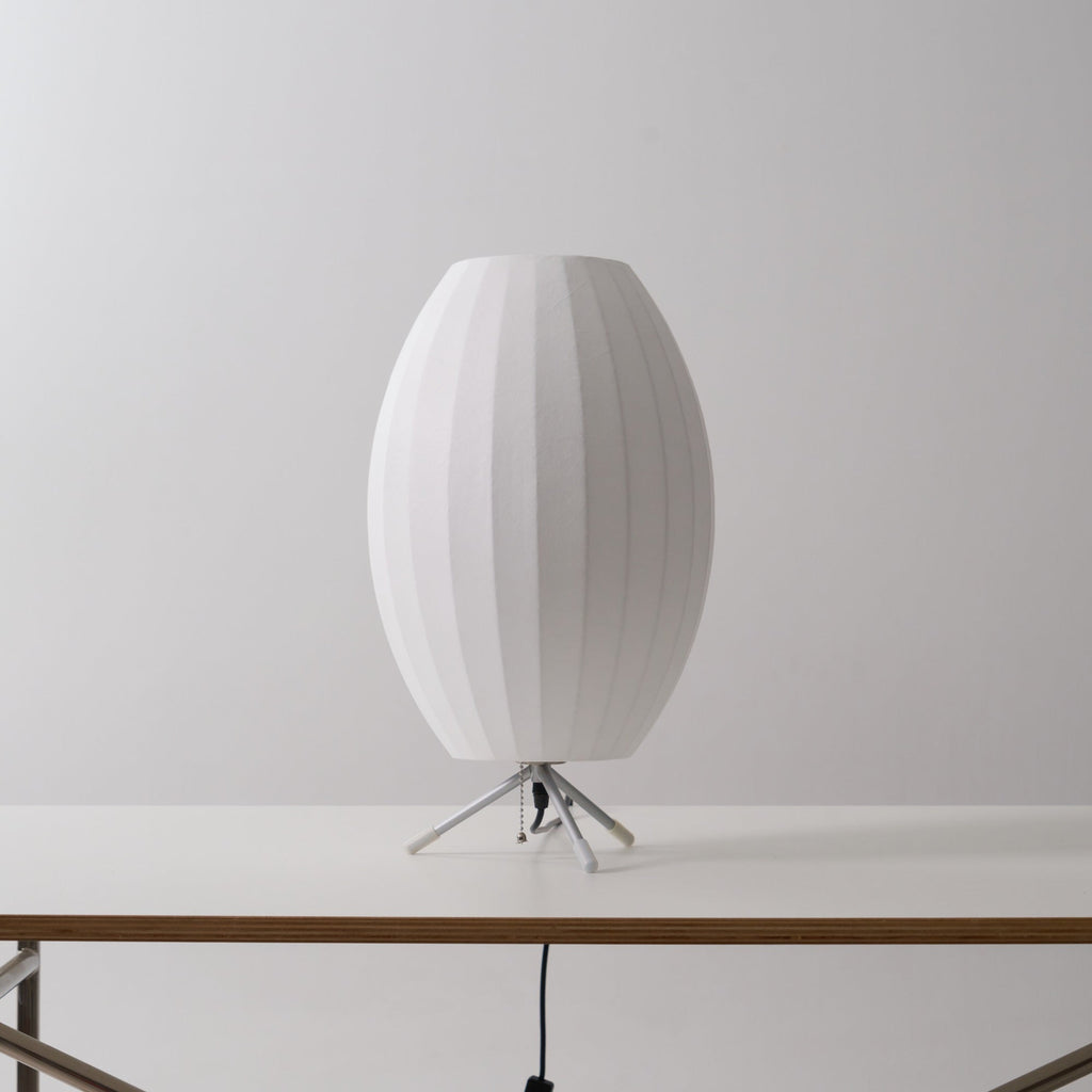 Sphere Form Table Lamp — Triangular Base, Warm Glow