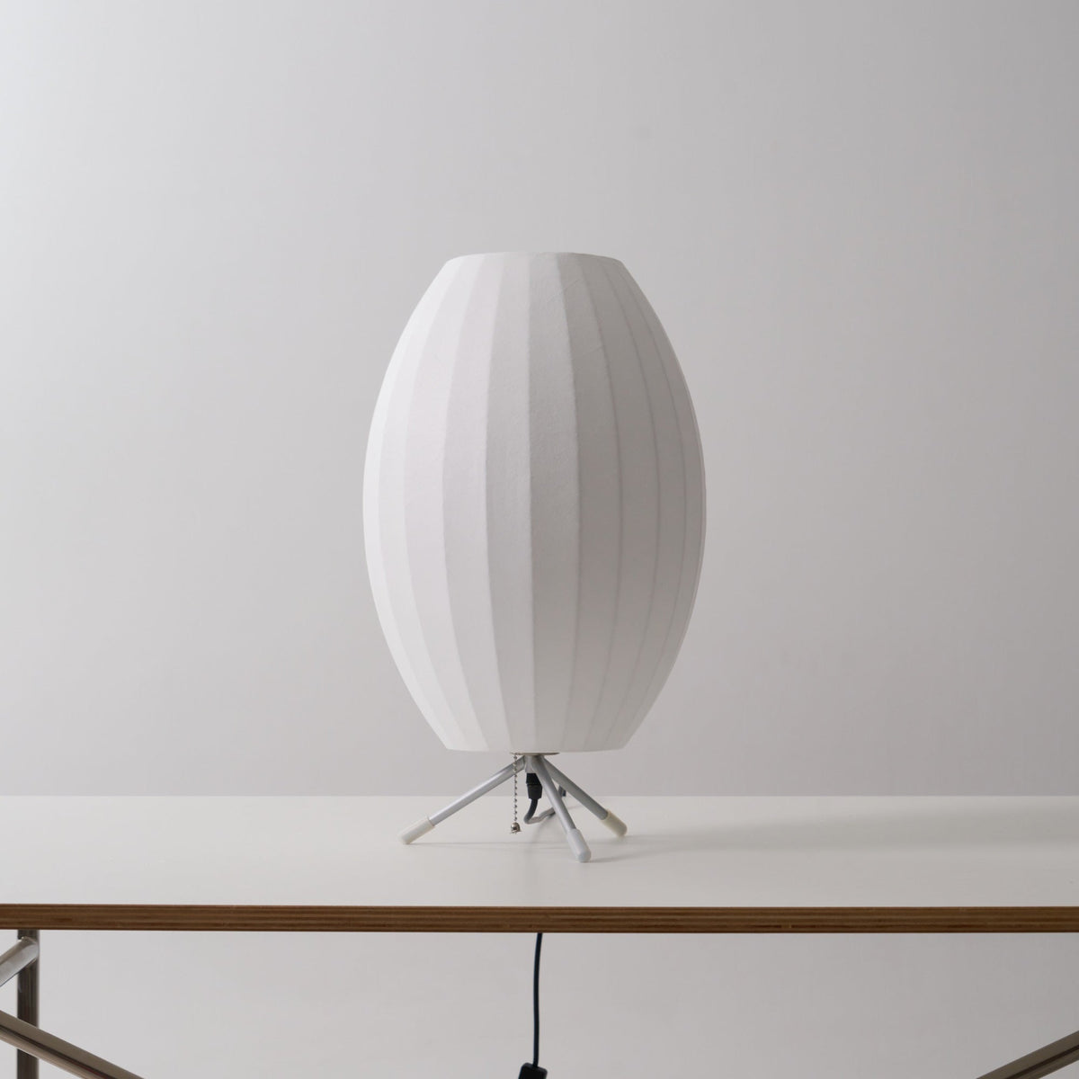 Sphere Form Table Lamp — Triangular Base, Warm Glow