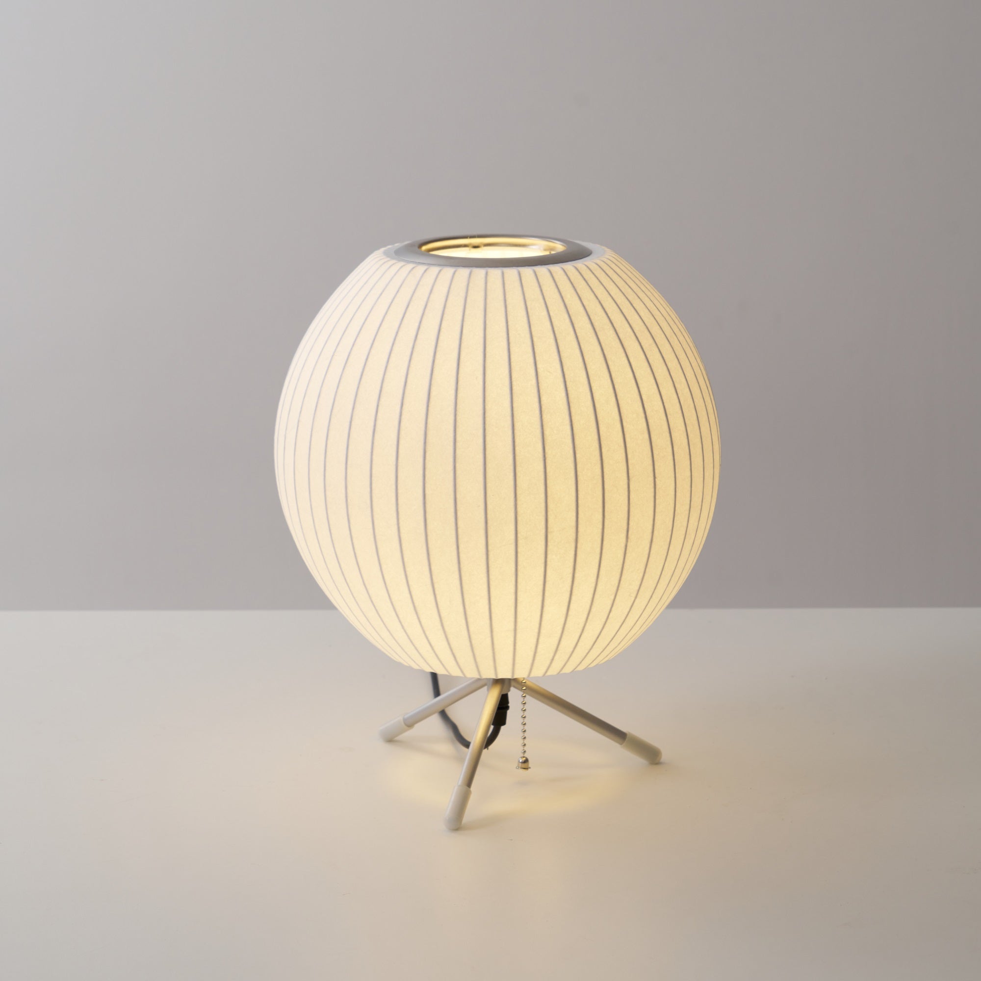 Sphere Form Table Lamp — Triangular Base, Warm Glow
