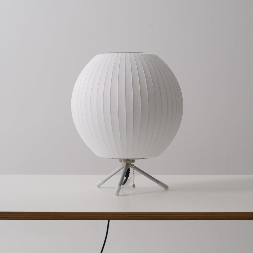 Sphere Form Table Lamp — Triangular Base, Warm Glow