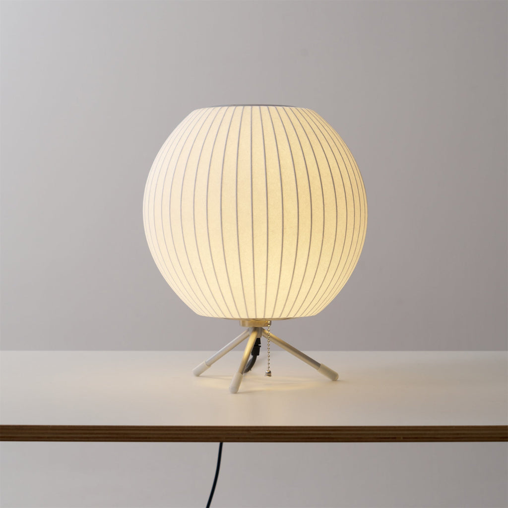 Sphere Form Table Lamp — Triangular Base, Warm Glow