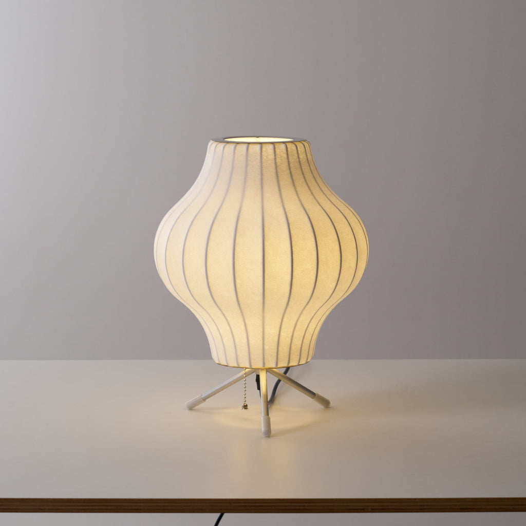Sphere Form Table Lamp — Triangular Base, Warm Glow