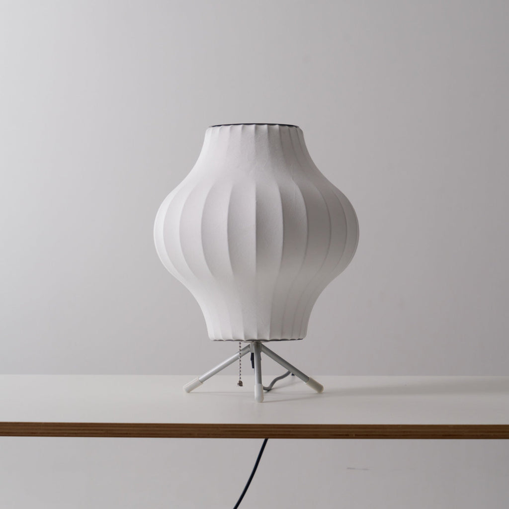 Sphere Form Table Lamp — Triangular Base, Warm Glow