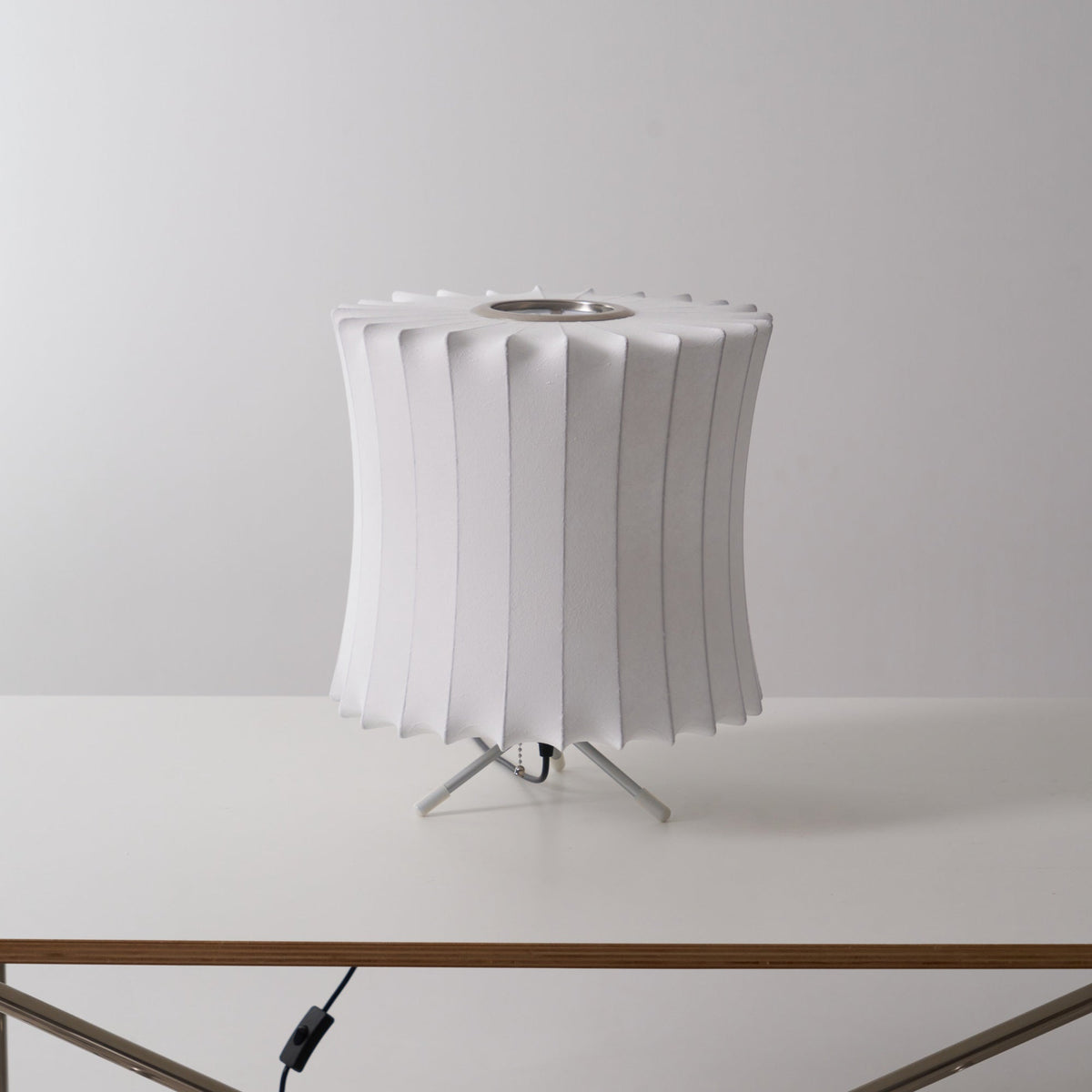 Sphere Form Table Lamp — Triangular Base, Warm Glow