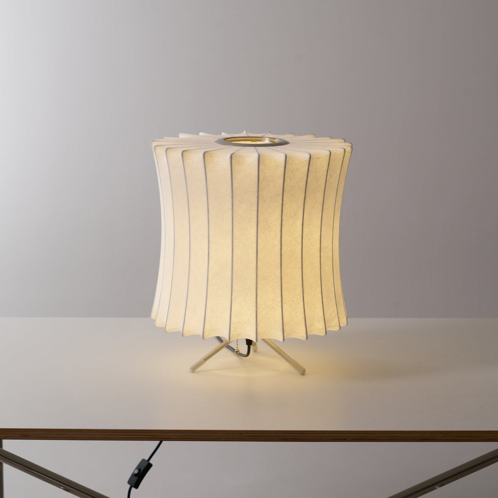 Sphere Form Table Lamp — Triangular Base, Warm Glow