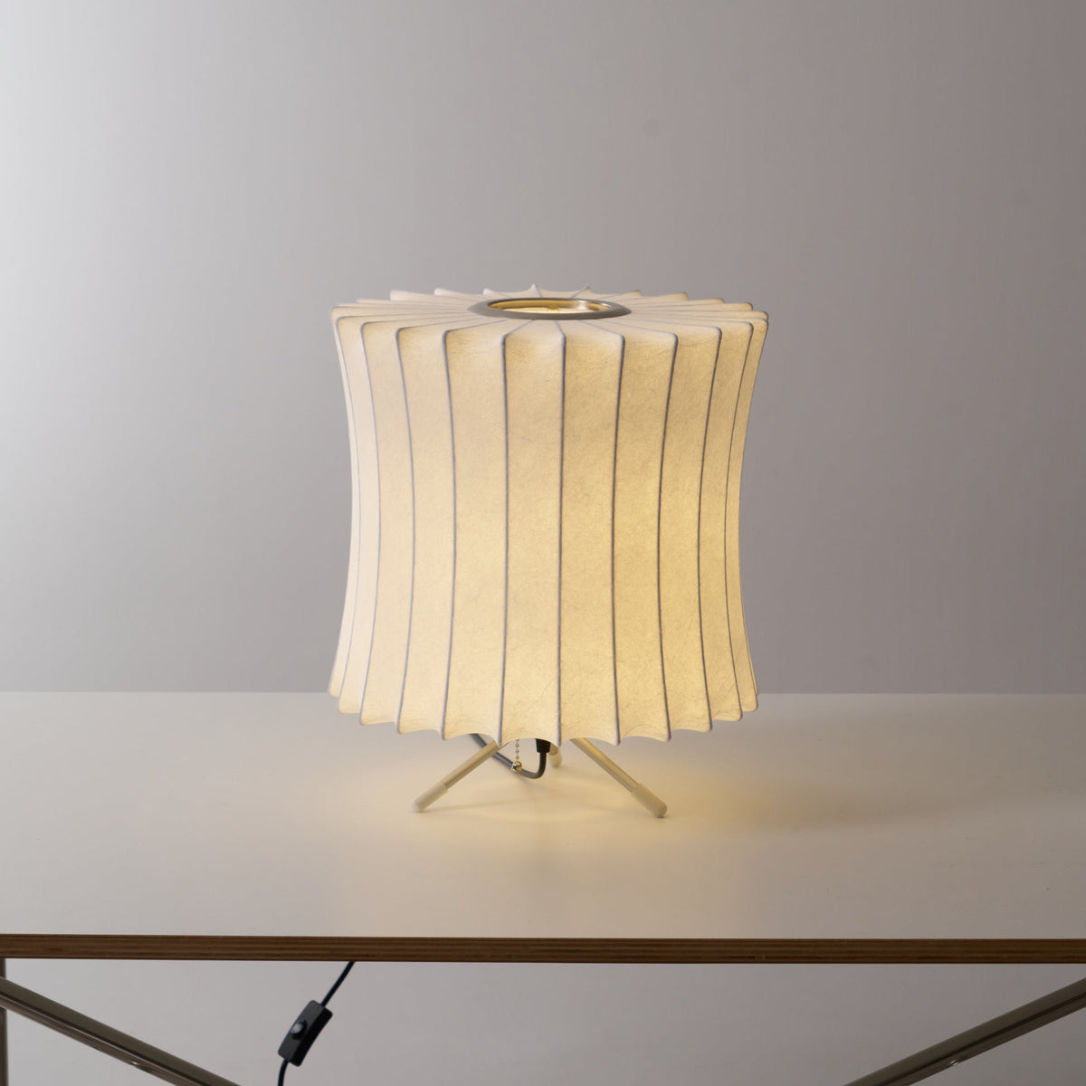 Sphere Form Table Lamp — Triangular Base, Warm Glow