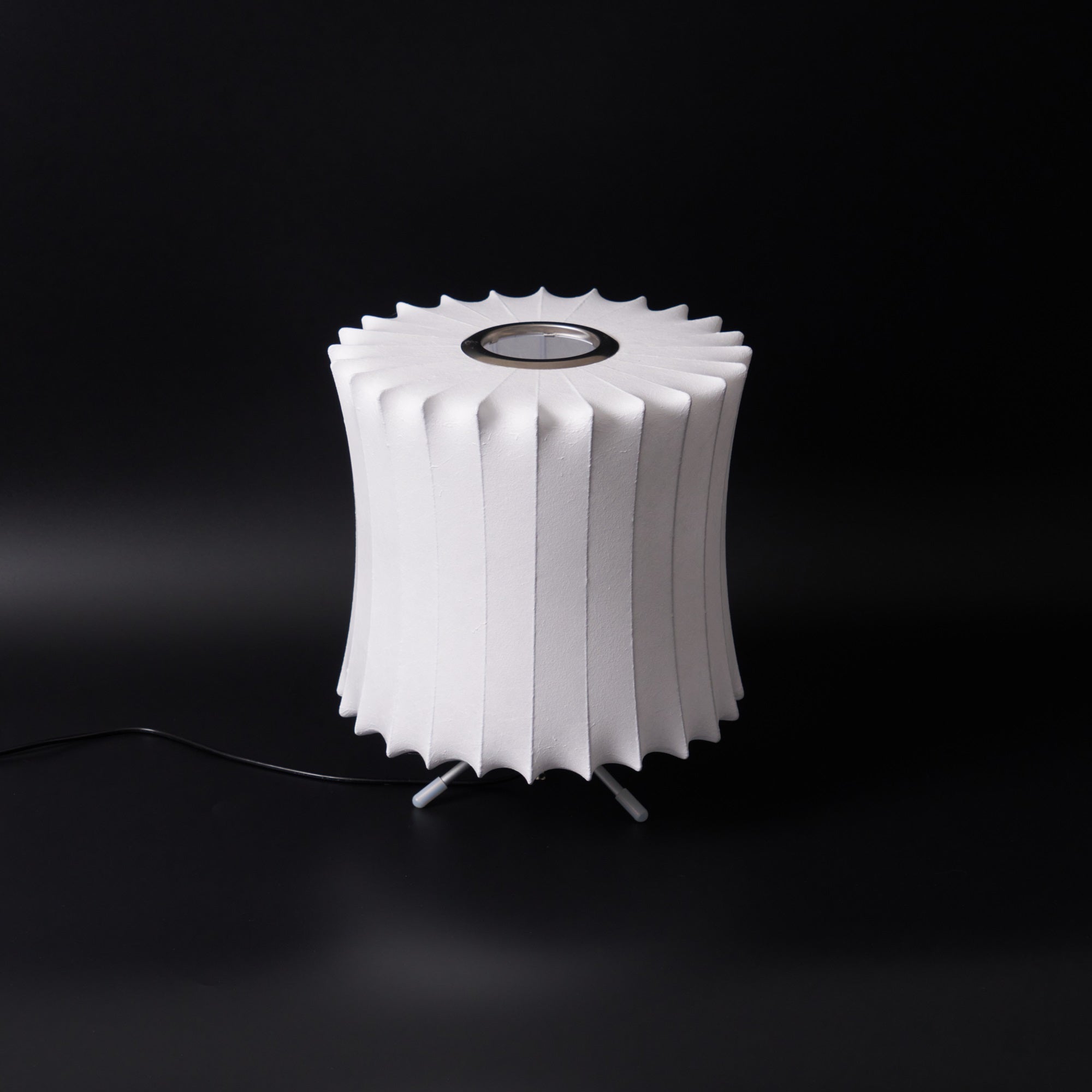 Sphere Form Table Lamp — Triangular Base, Warm Glow