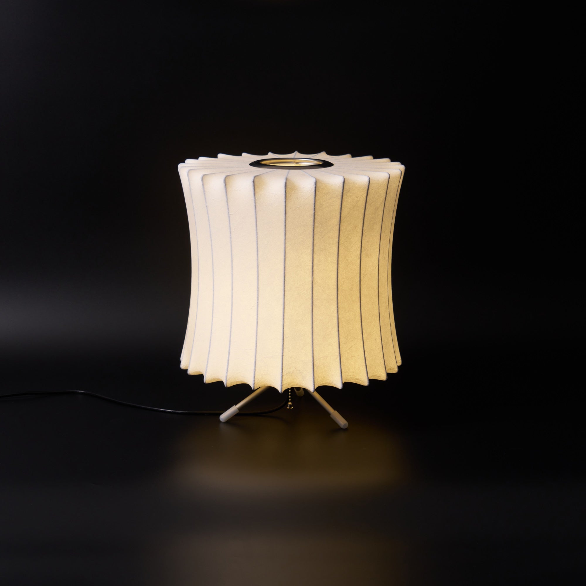 Sphere Form Table Lamp — Triangular Base, Warm Glow