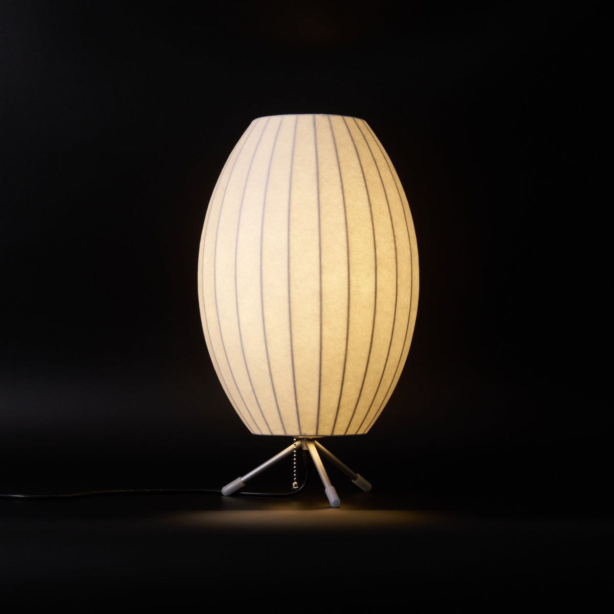 Sphere Form Table Lamp — Triangular Base, Warm Glow