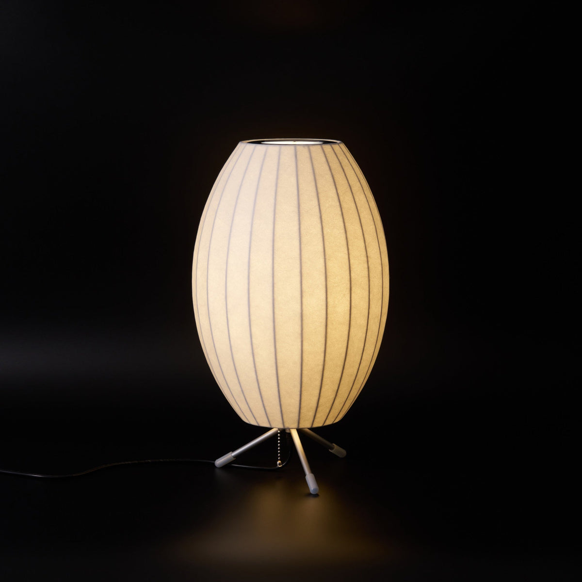 Sphere Form Table Lamp — Triangular Base, Warm Glow