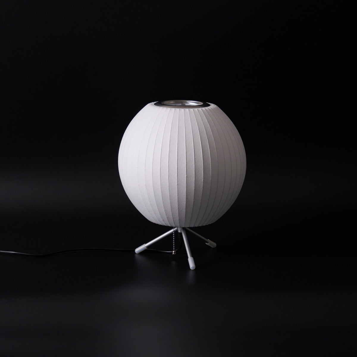Sphere Form Table Lamp — Triangular Base, Warm Glow