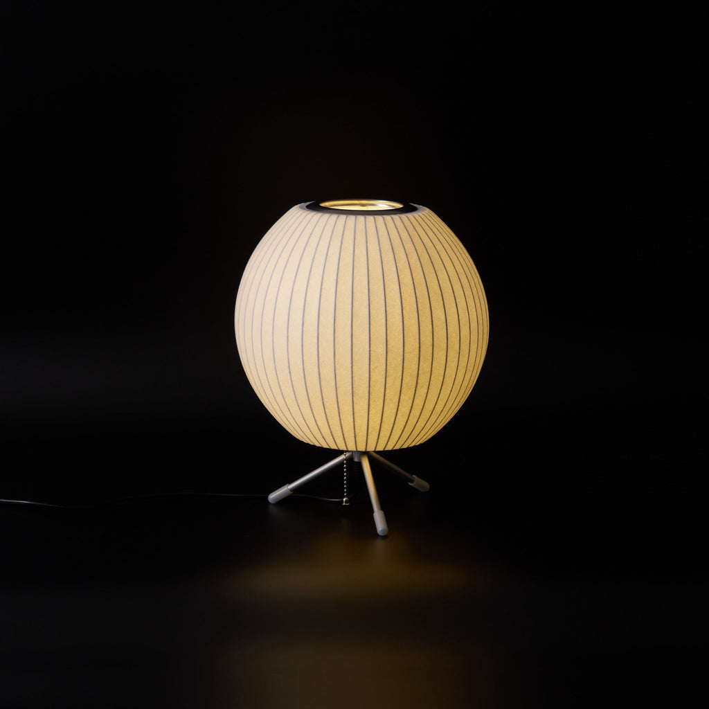 Sphere Form Table Lamp — Triangular Base, Warm Glow