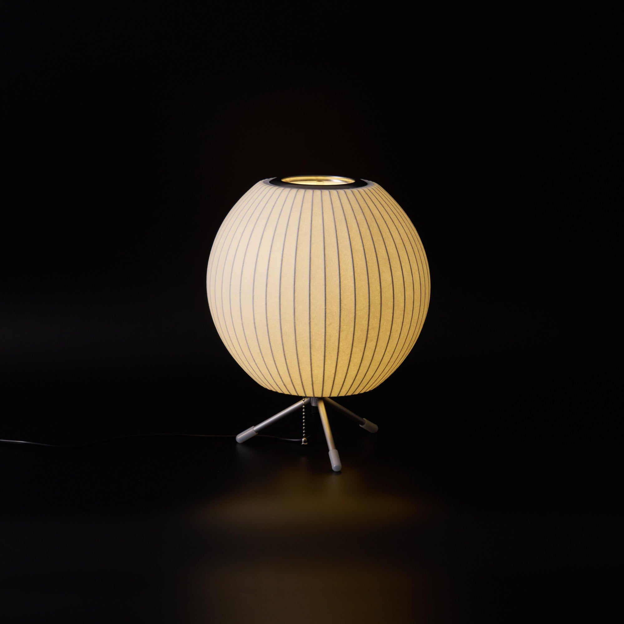 Sphere Form Table Lamp — Triangular Base, Warm Glow
