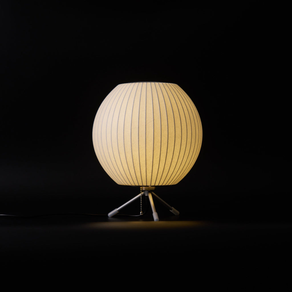 Sphere Form Table Lamp — Triangular Base, Warm Glow