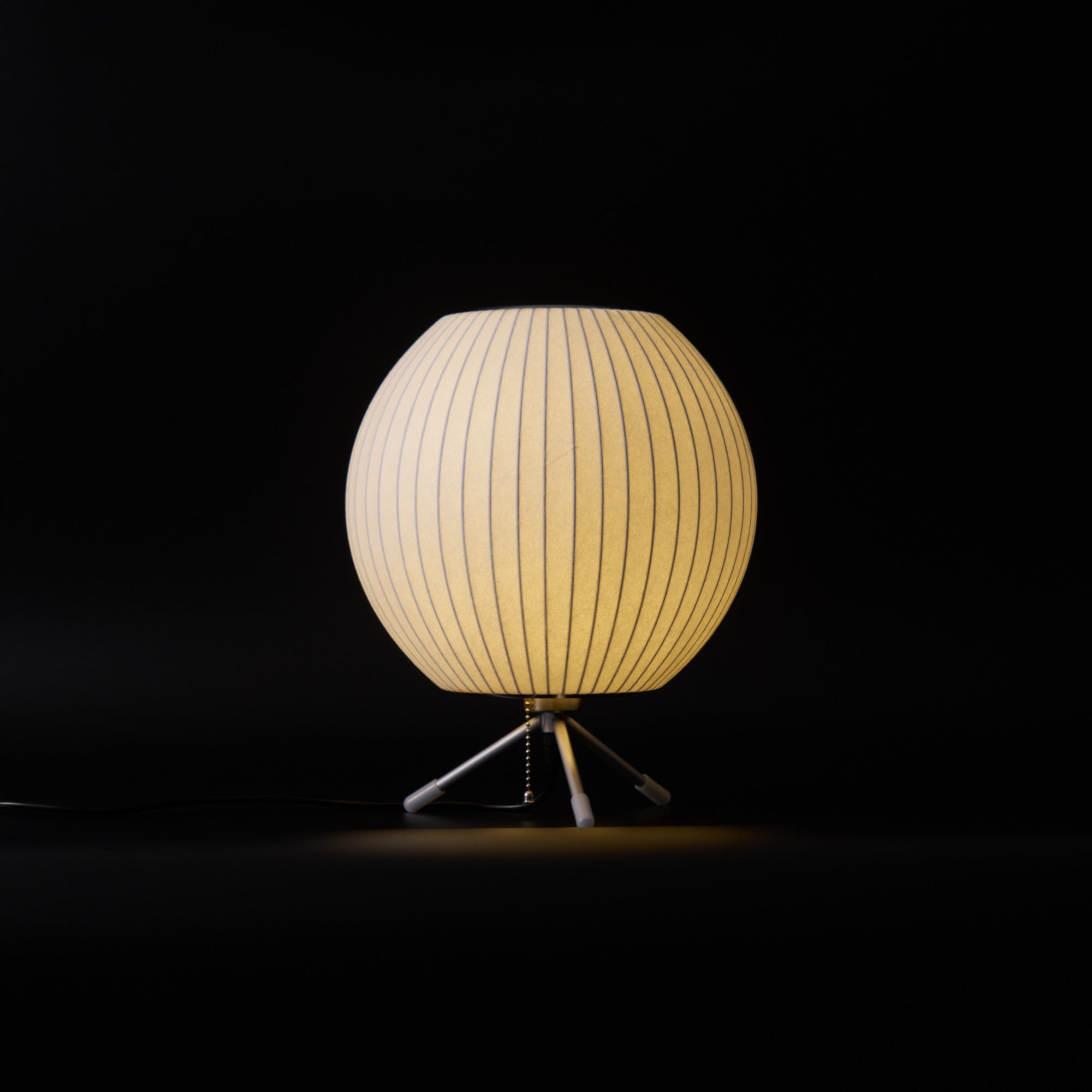 Sphere Form Table Lamp — Triangular Base, Warm Glow
