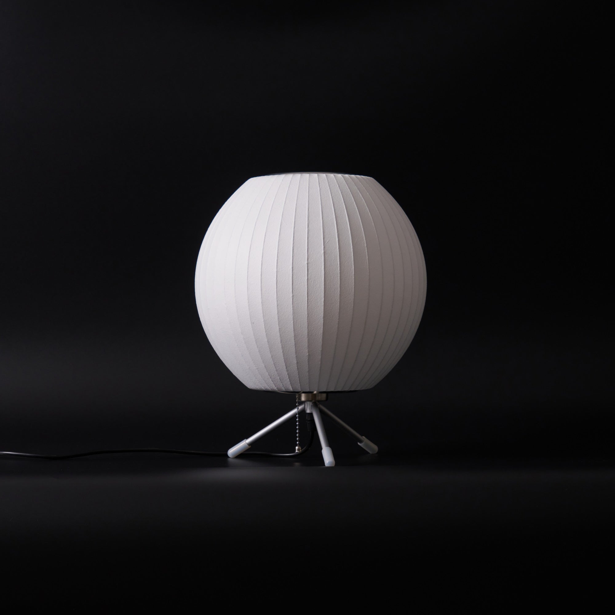 Sphere Form Table Lamp — Triangular Base, Warm Glow