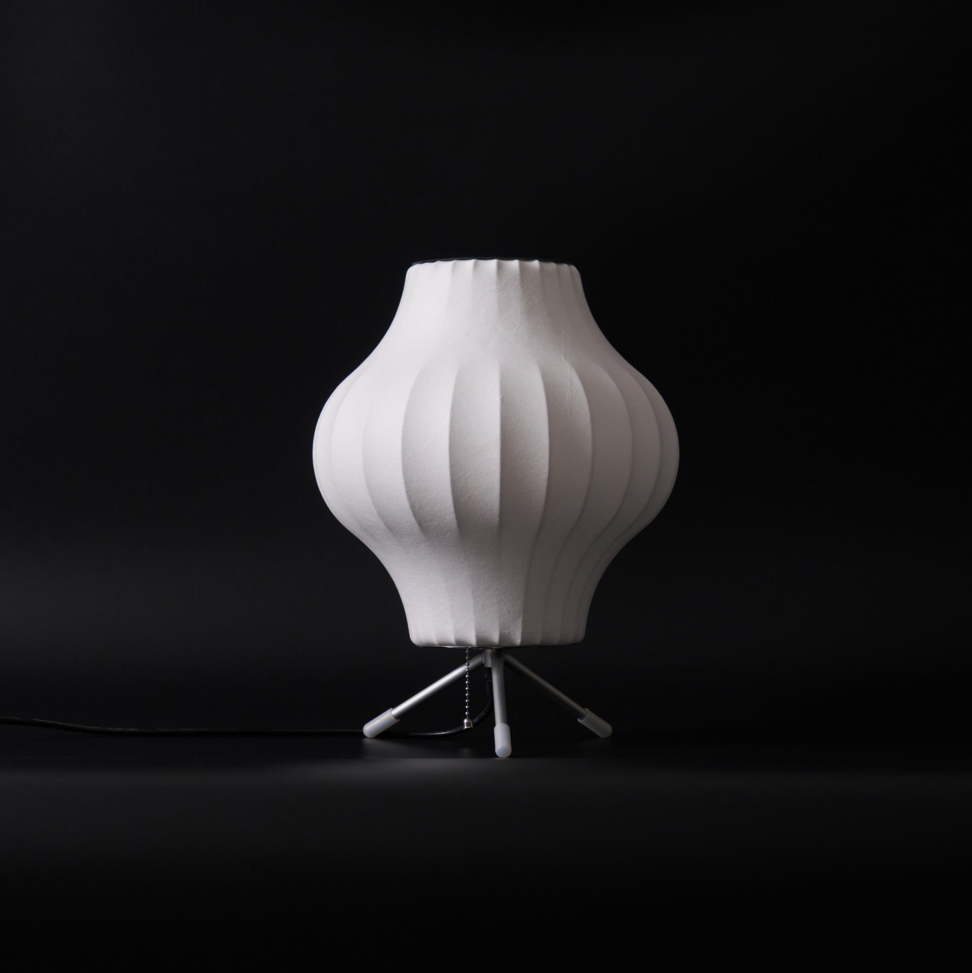 Sphere Form Table Lamp — Triangular Base, Warm Glow