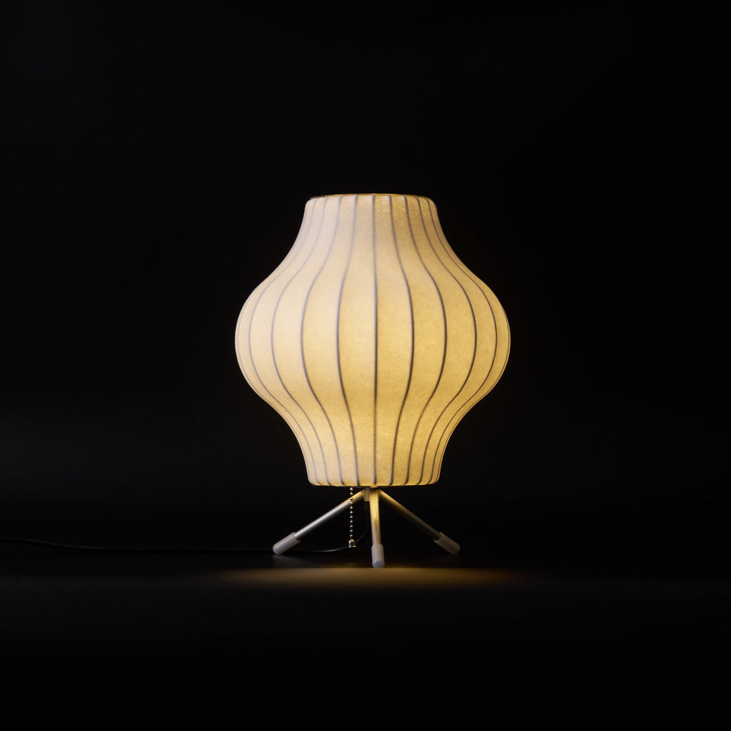 Sphere Form Table Lamp — Triangular Base, Warm Glow