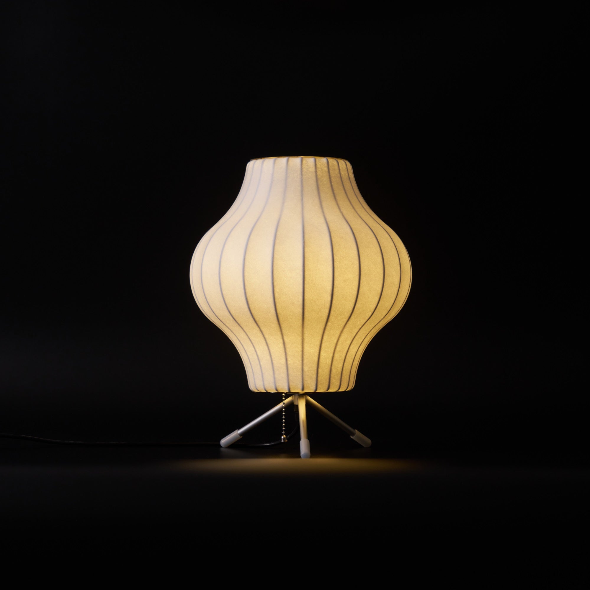 Sphere Form Table Lamp — Triangular Base, Warm Glow