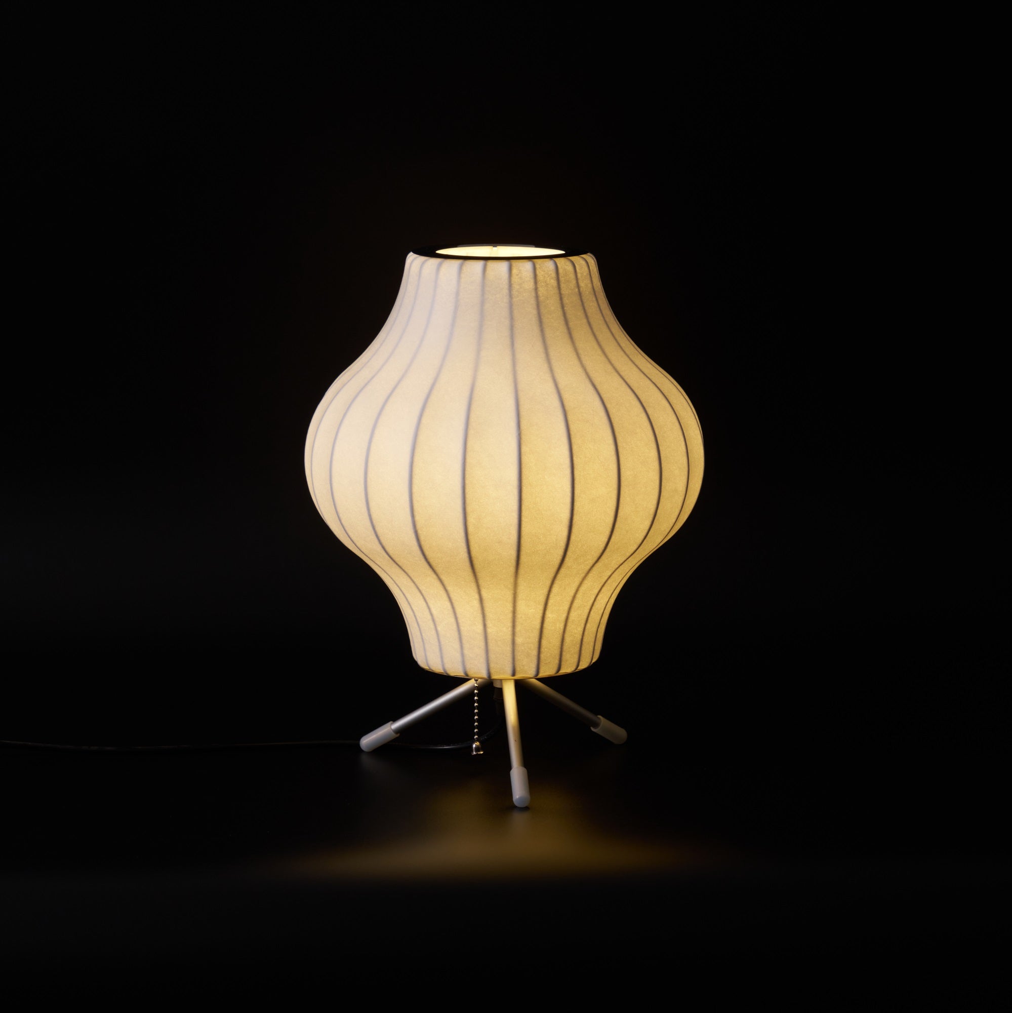 Sphere Form Table Lamp — Triangular Base, Warm Glow