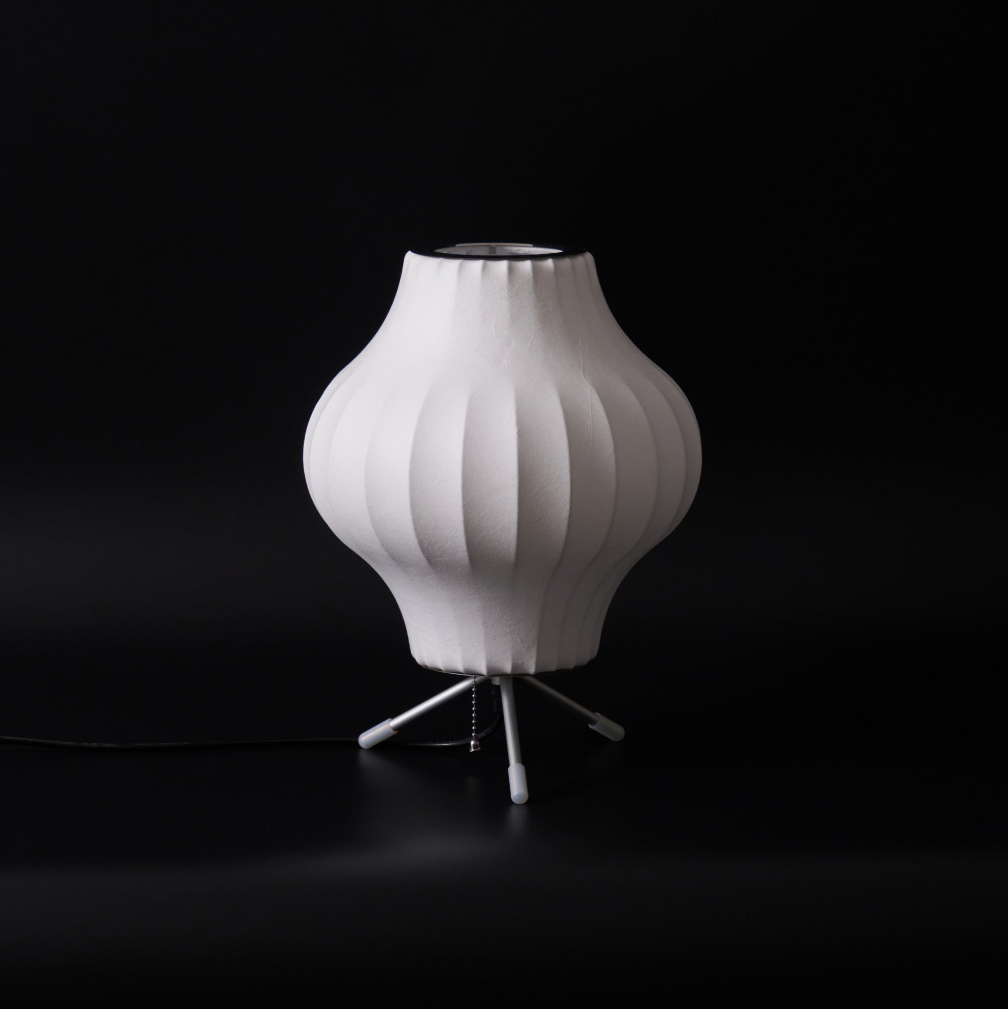 Sphere Form Table Lamp — Triangular Base, Warm Glow