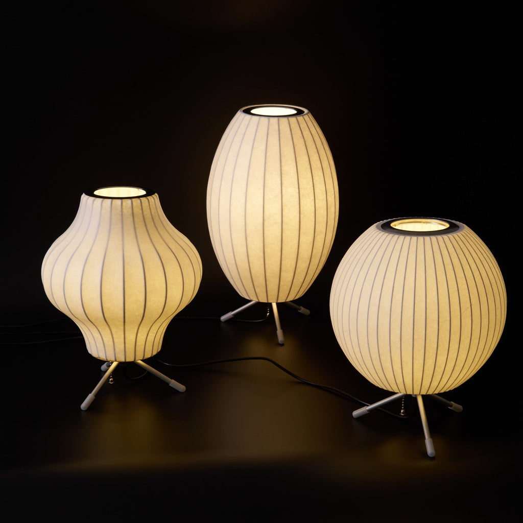 Sphere Form Table Lamp — Triangular Base, Warm Glow